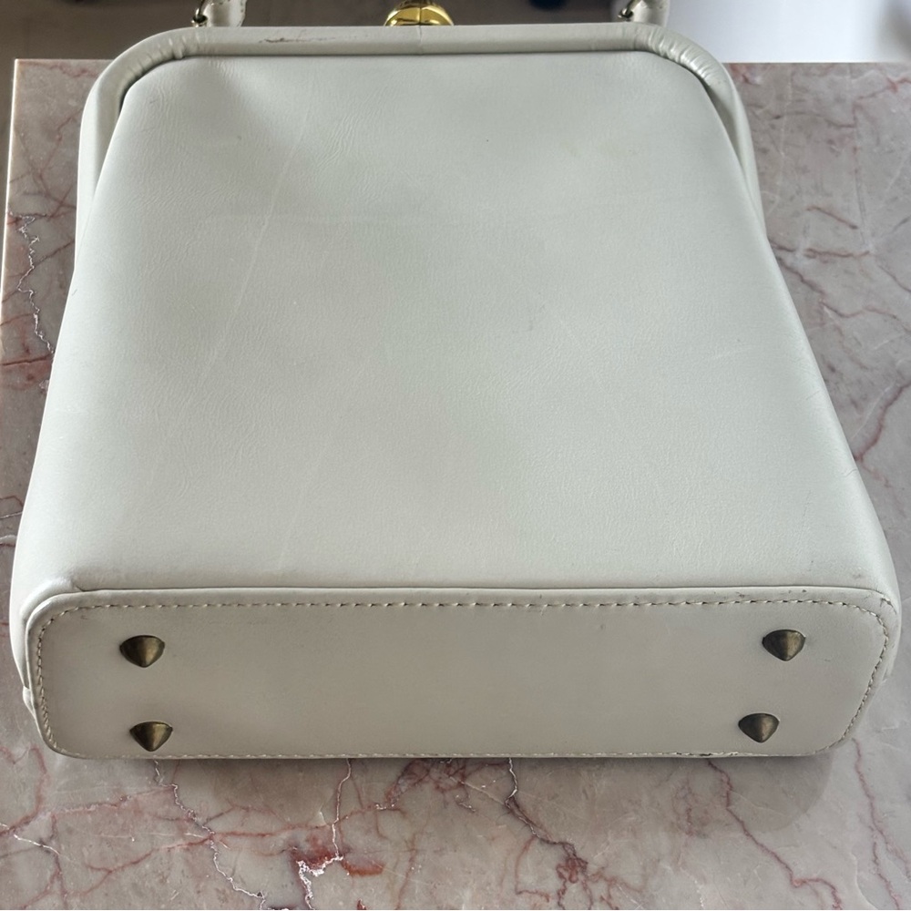 Vintage Leather Handbag With Gold Hardware - Picture 6 of 12